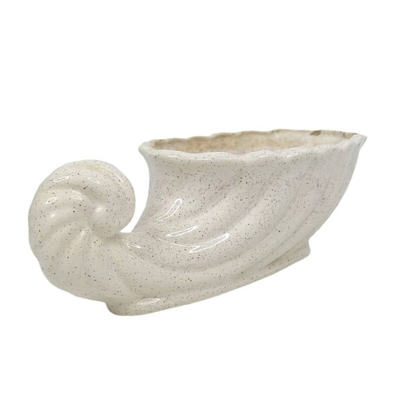 Vintage USA 200 Ceramic Seashell Planter Tabletop Serving Bowl Speckled Cream - Picture 3 of 10